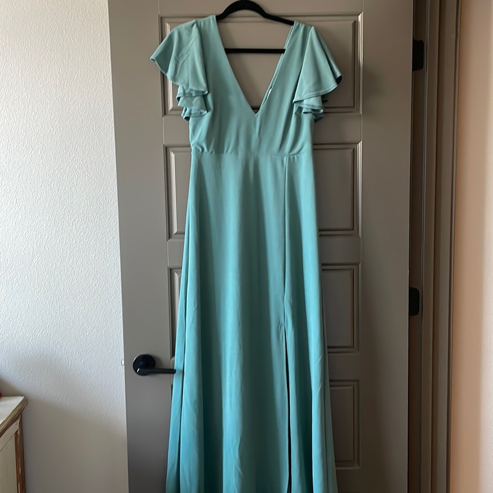 Birdy grey, Hannah Crepe dress in sea glass color
